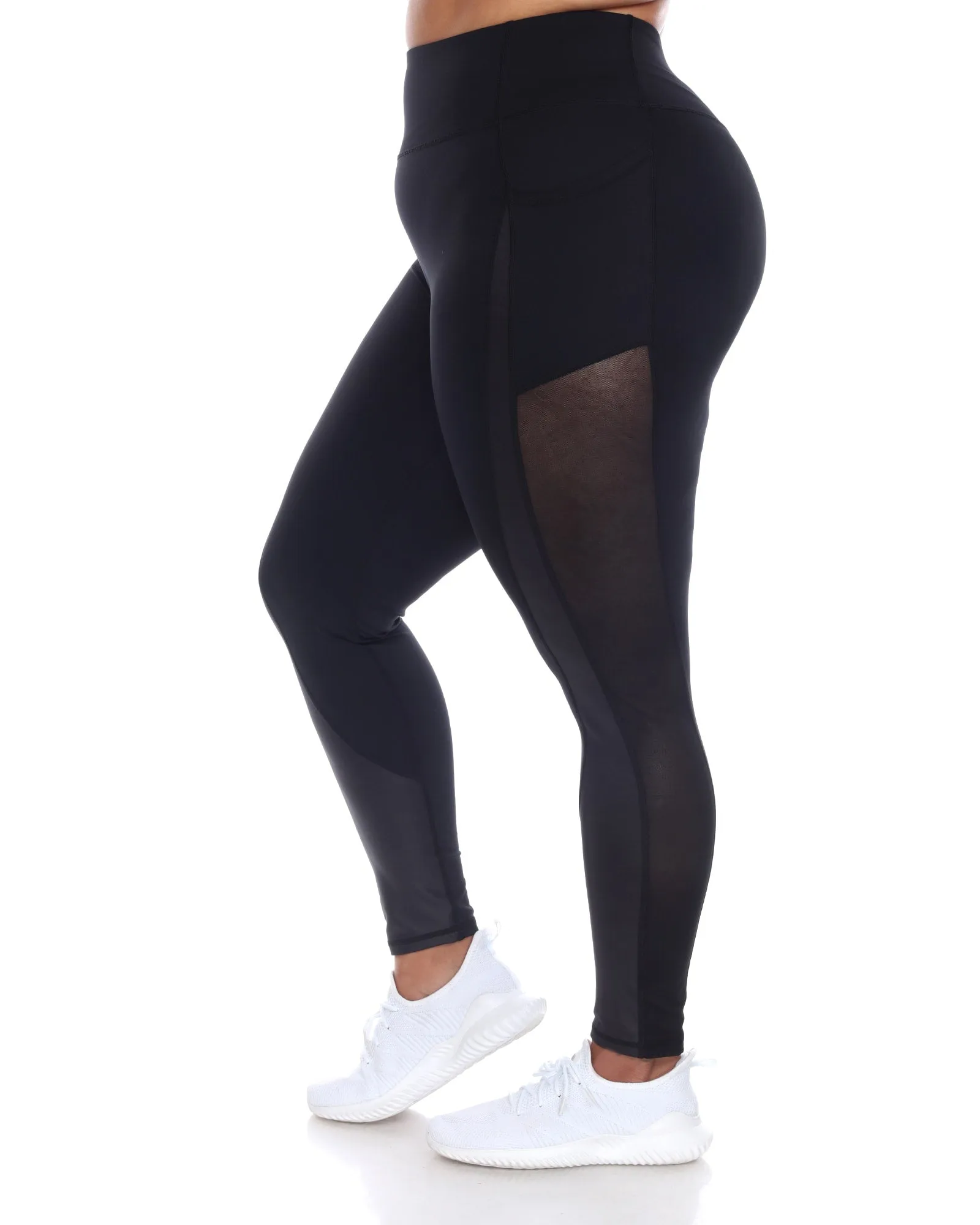 High-Waist Mesh Fitness Leggings | Black