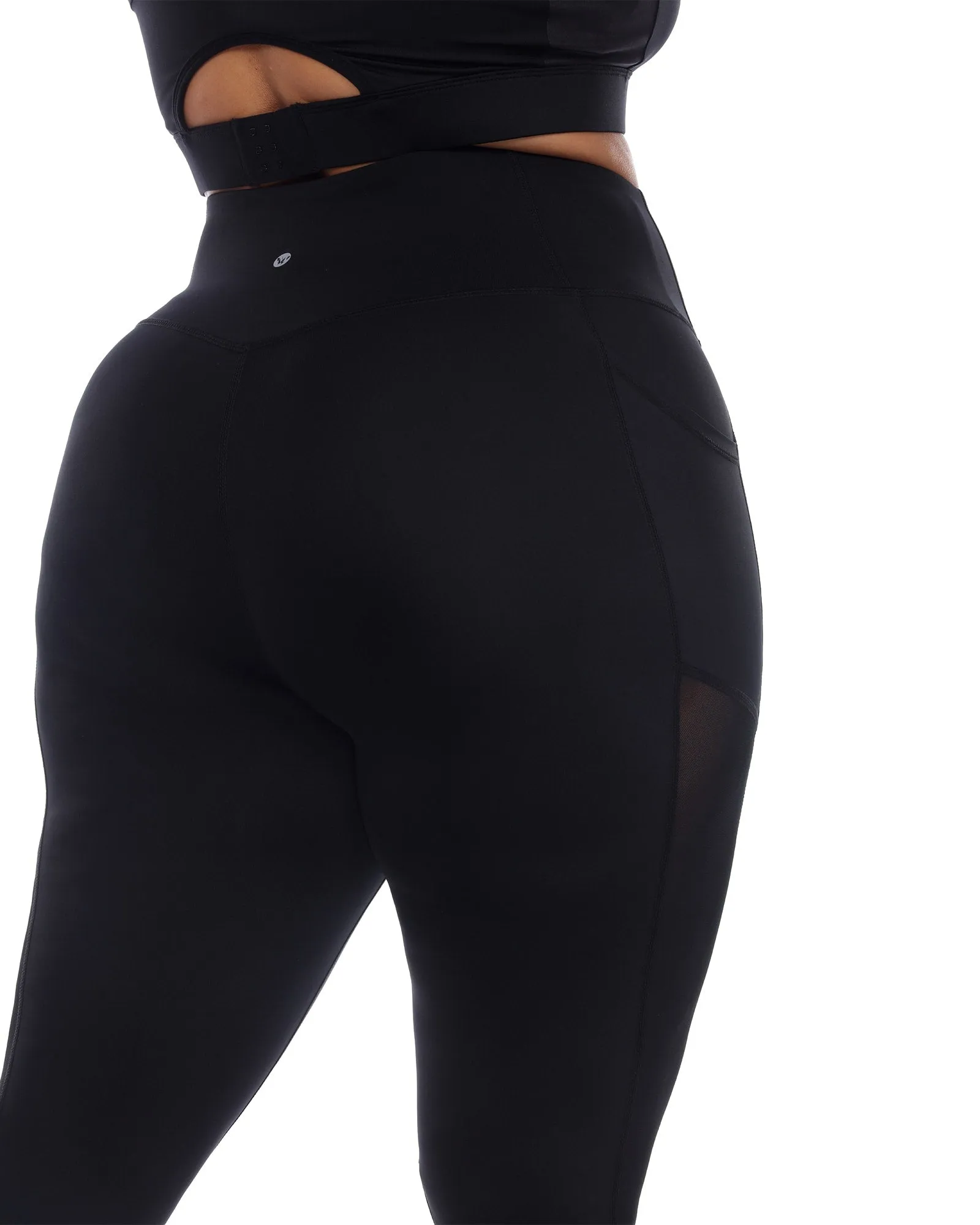 High-Waist Mesh Fitness Leggings | Black