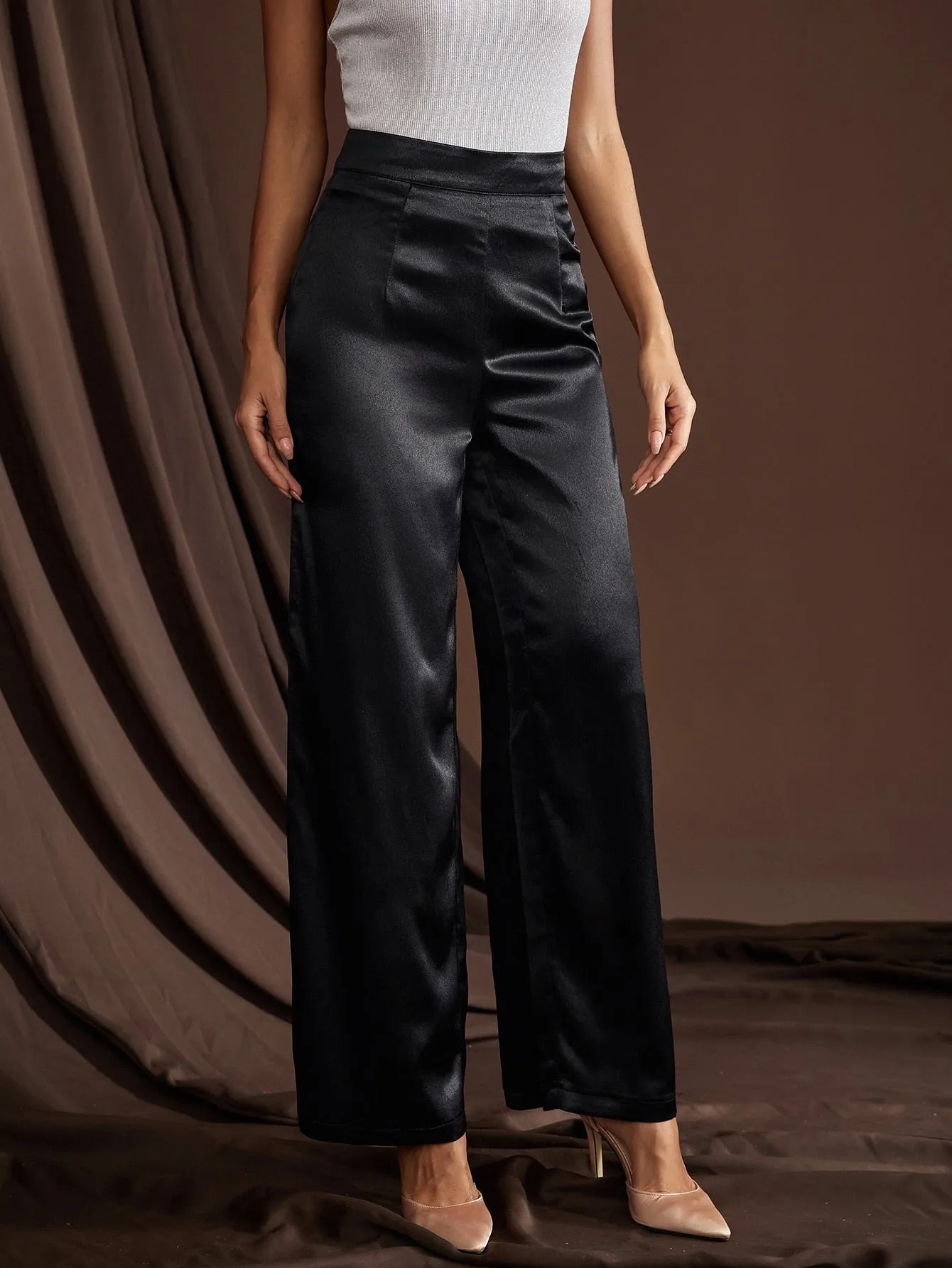 High Waist Straight Leg Pants