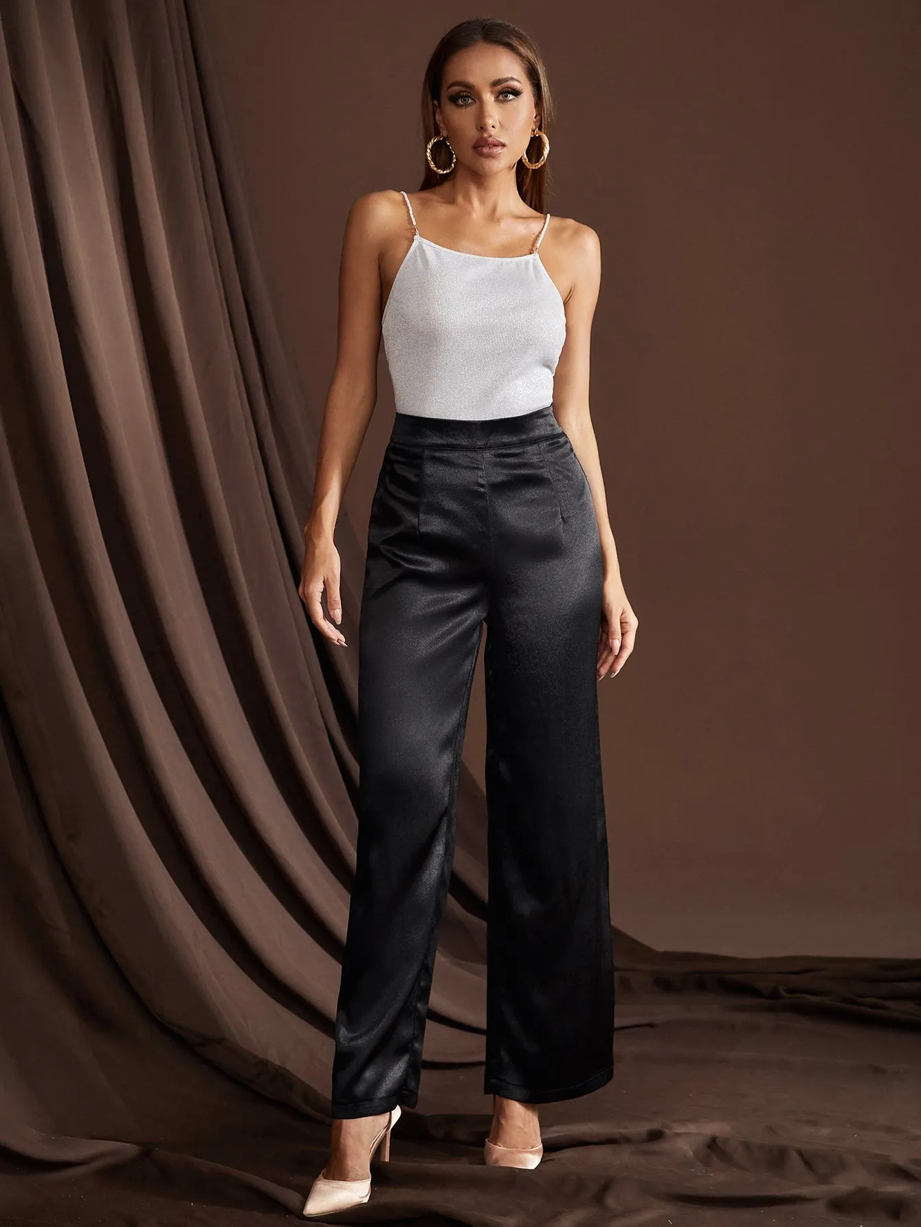 High Waist Straight Leg Pants