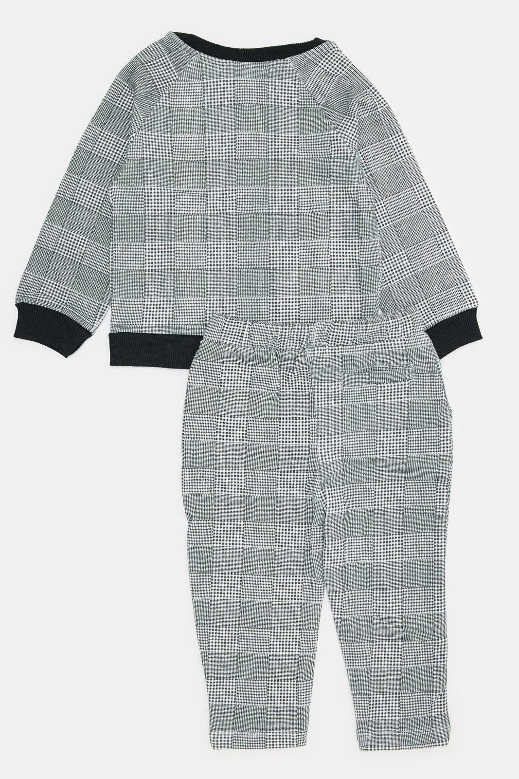 Infant Boys Grey Jacquard Jogging Suit Set (2 Piece)