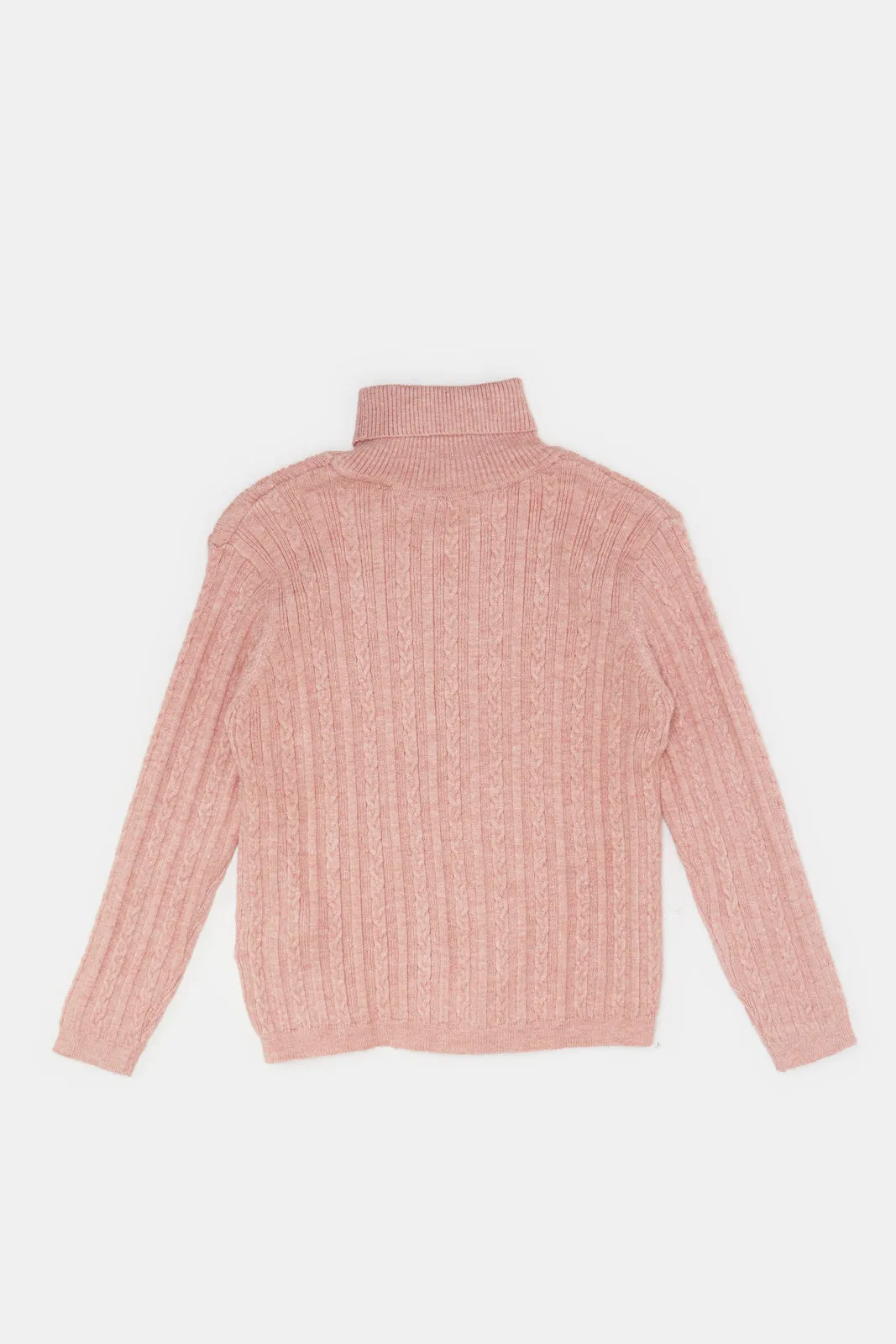 Infant Girls Pink Knitted High Neck Pullover