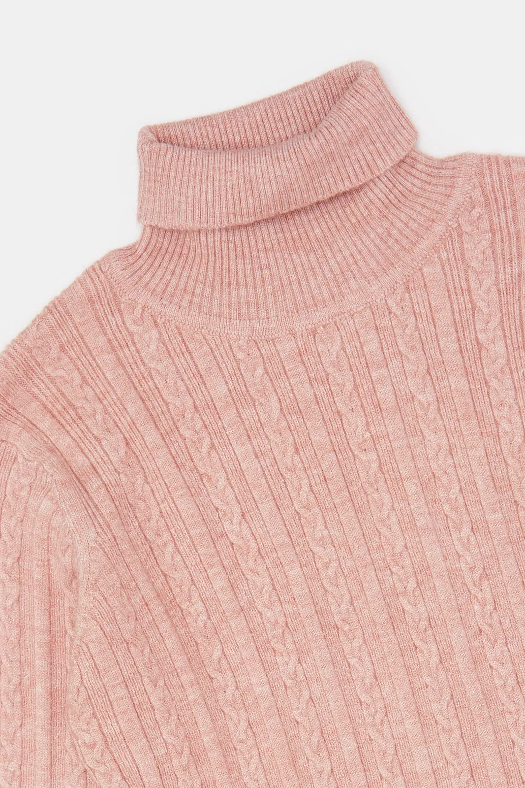 Infant Girls Pink Knitted High Neck Pullover