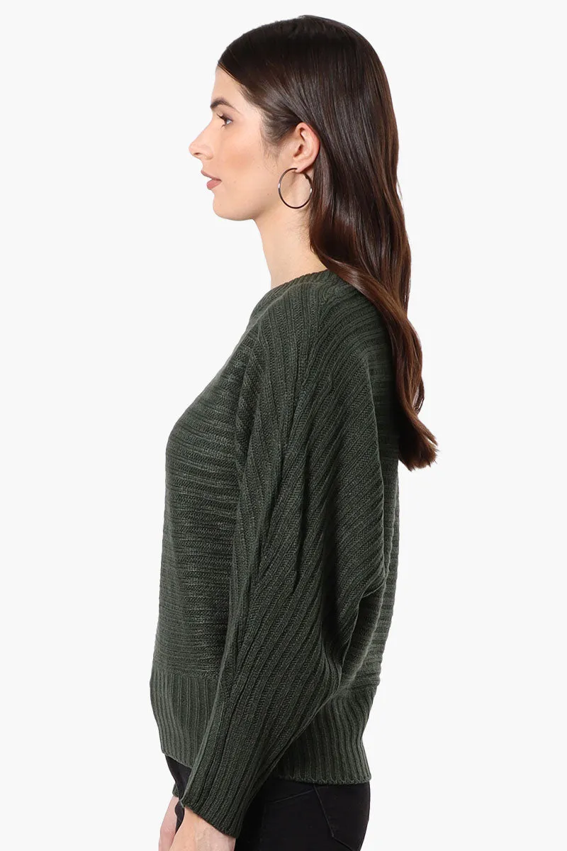 International INC Company Button Shoulder Pullover Sweater - Olive