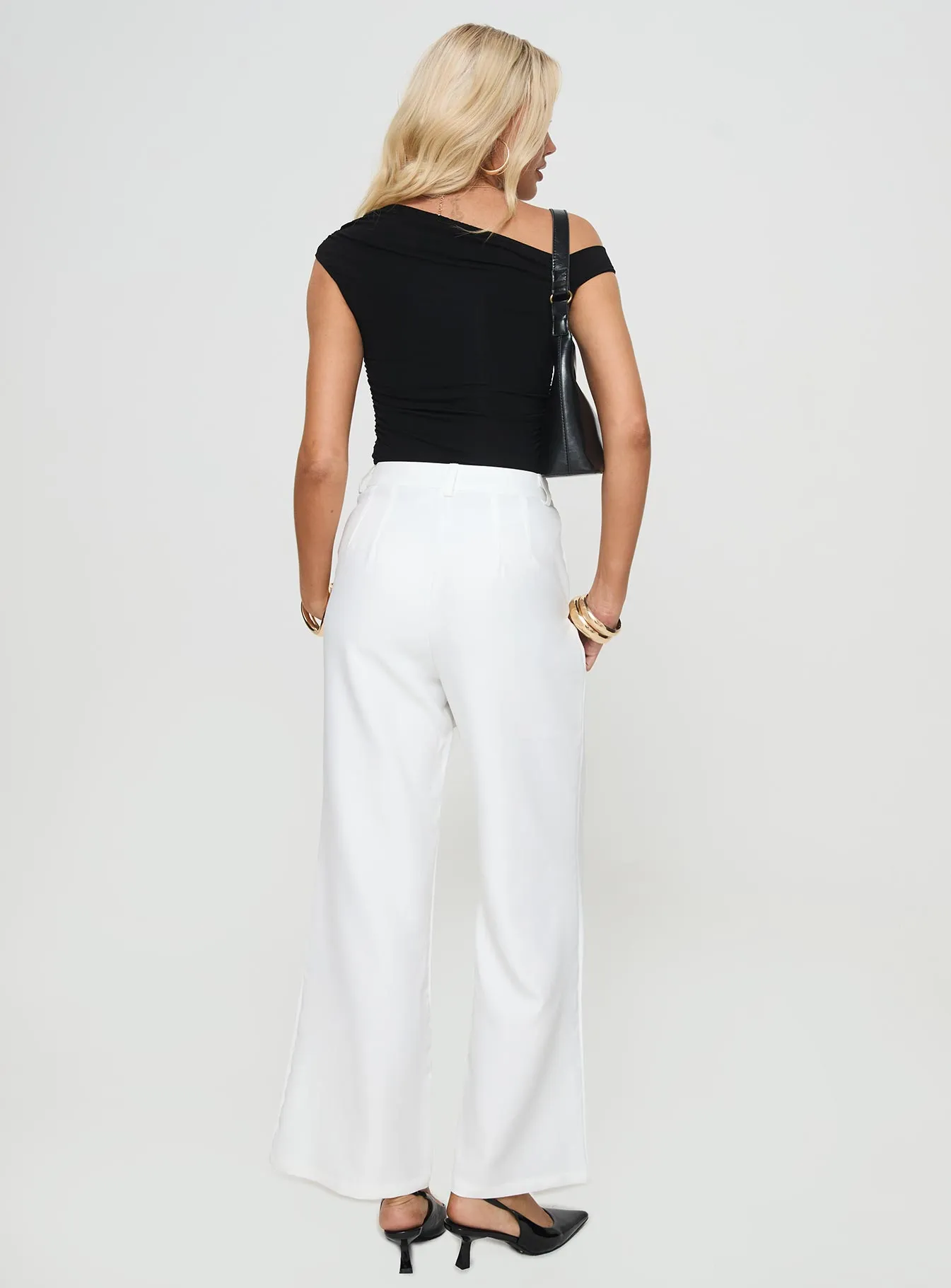 Jazzar Pocket Detail Pleated Pant White Petite