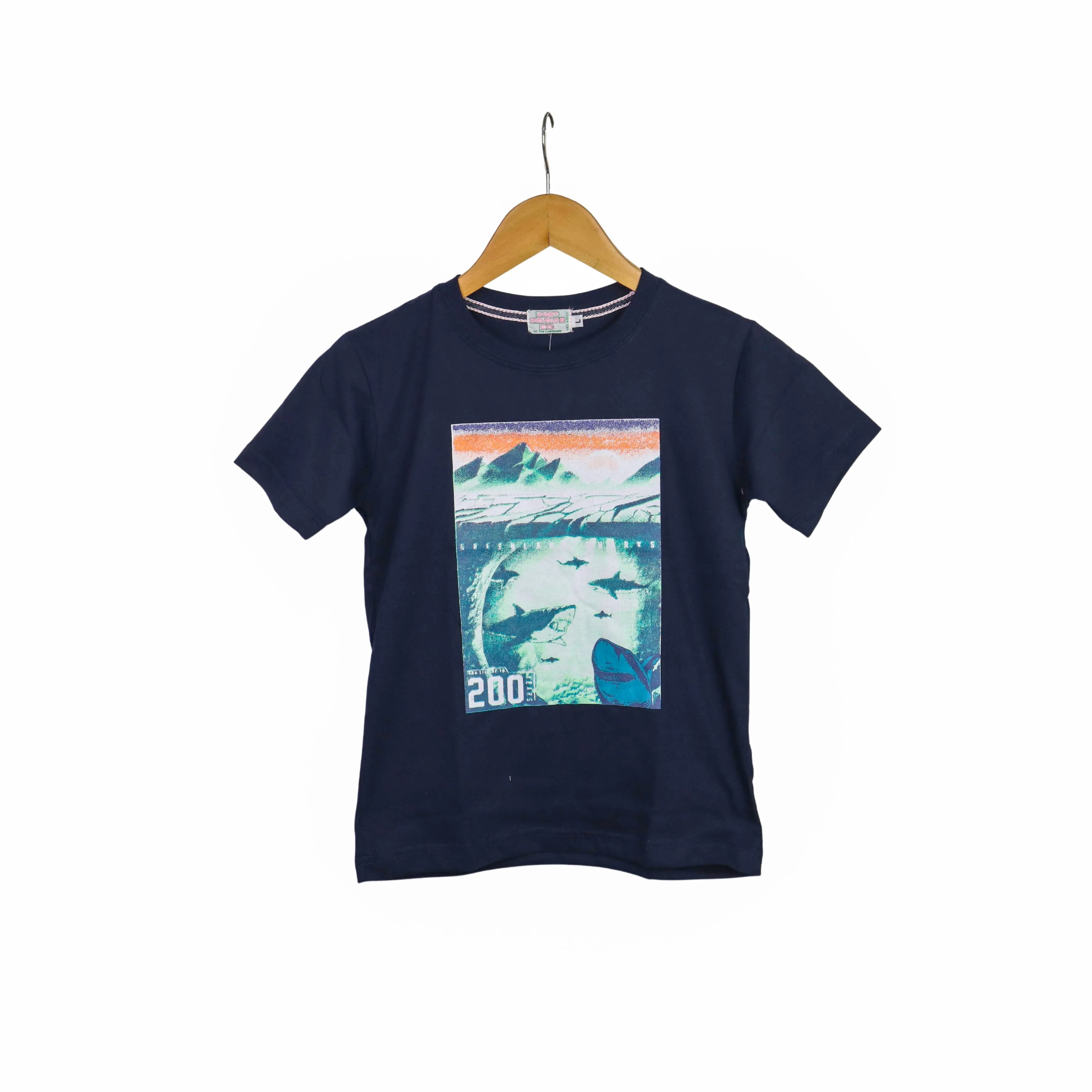 JKC Short Sleeves T-shirt with Greenland Shark Spot Print - Navy Blue