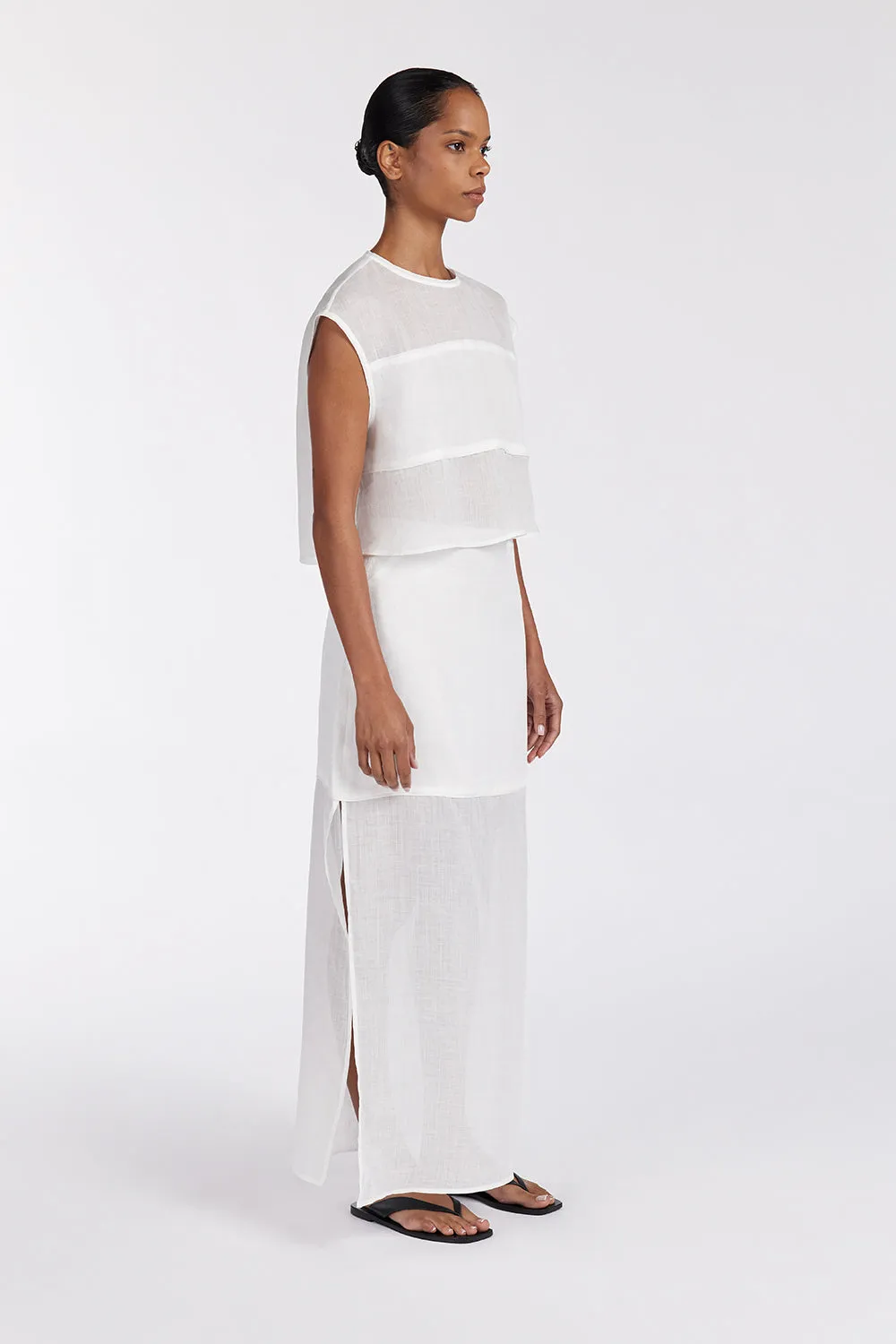 KAI WHITE RAMIE PANELLED TOP