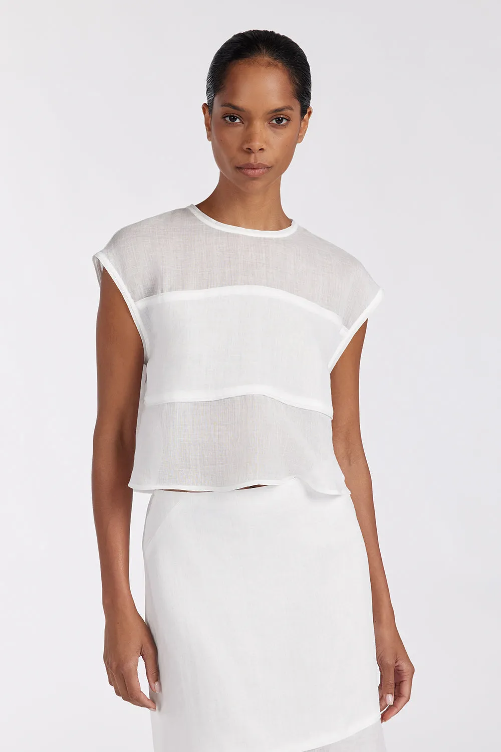 KAI WHITE RAMIE PANELLED TOP