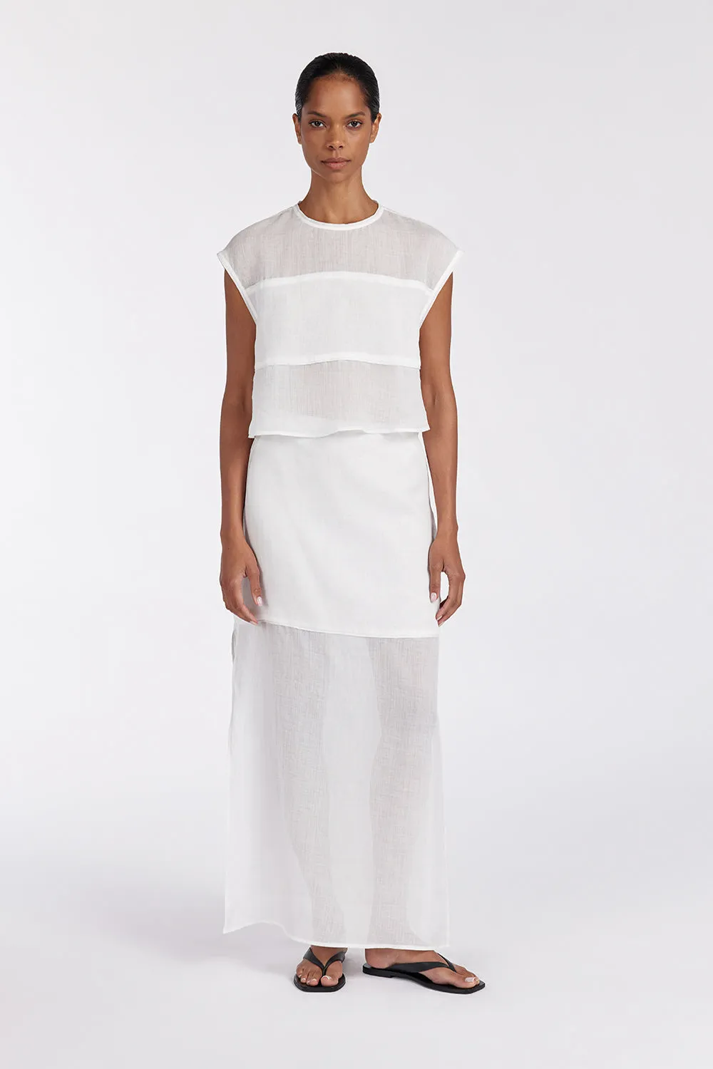 KAI WHITE RAMIE PANELLED TOP