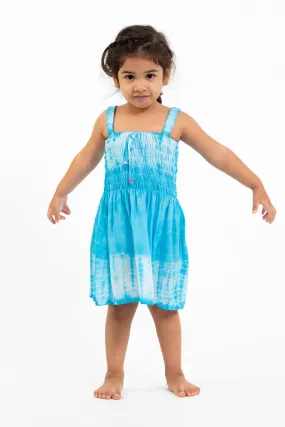 Kids Tie Dye Smock Dress in Blue