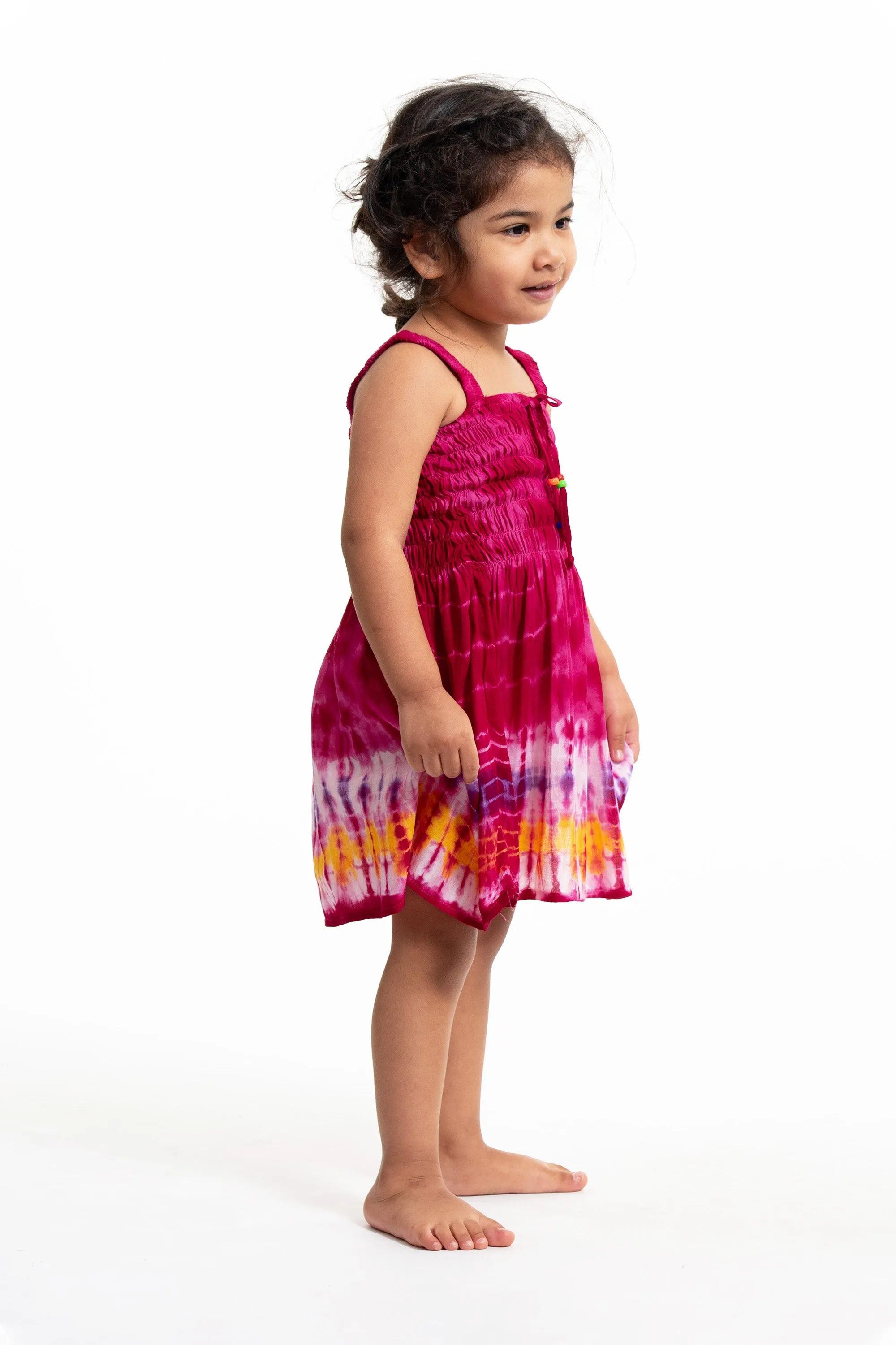 Kids Tie Dye Smock Dress in Pink