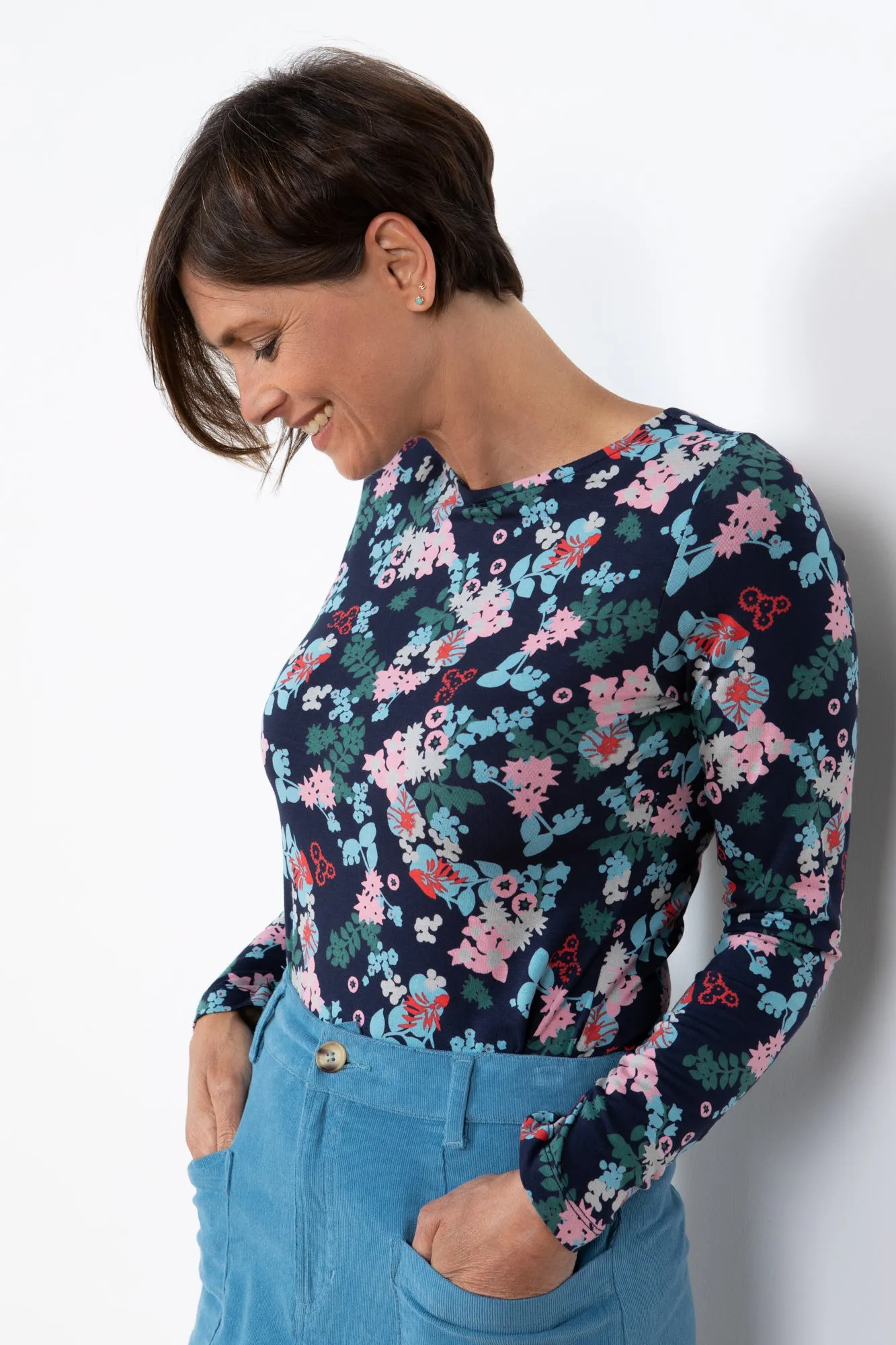 Lily & Me - Monica Top Folk Floral - Navy