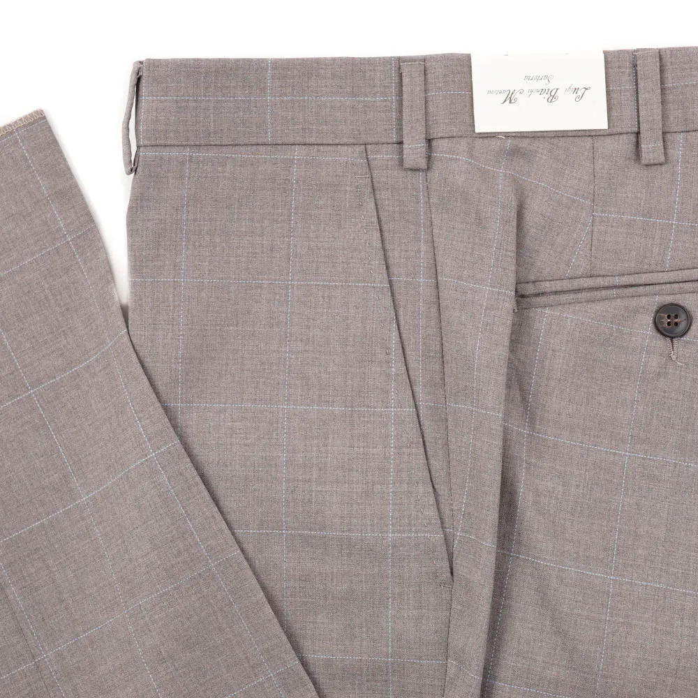 Luigi Bianchi Dove Gray Check Wool Pants