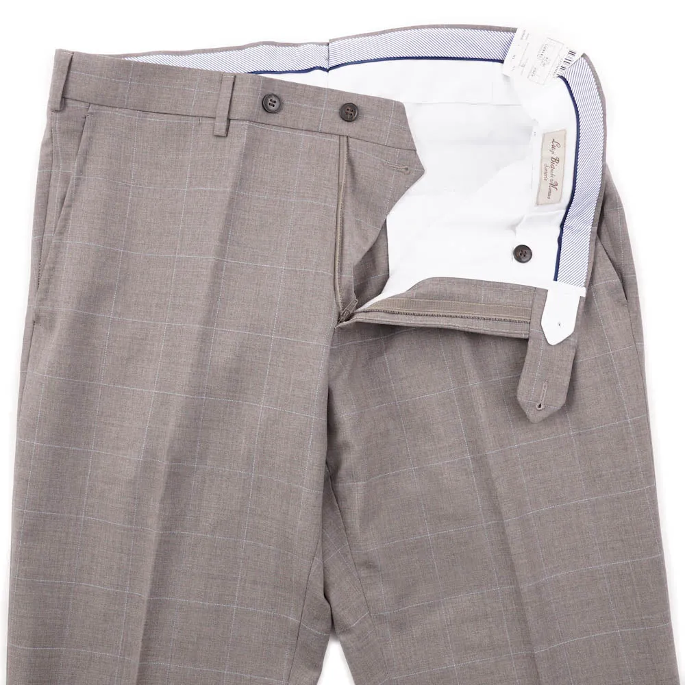 Luigi Bianchi Dove Gray Check Wool Pants