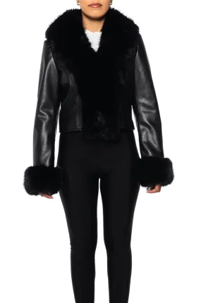 LUNNA-BLACK FAUX FUR JACKET