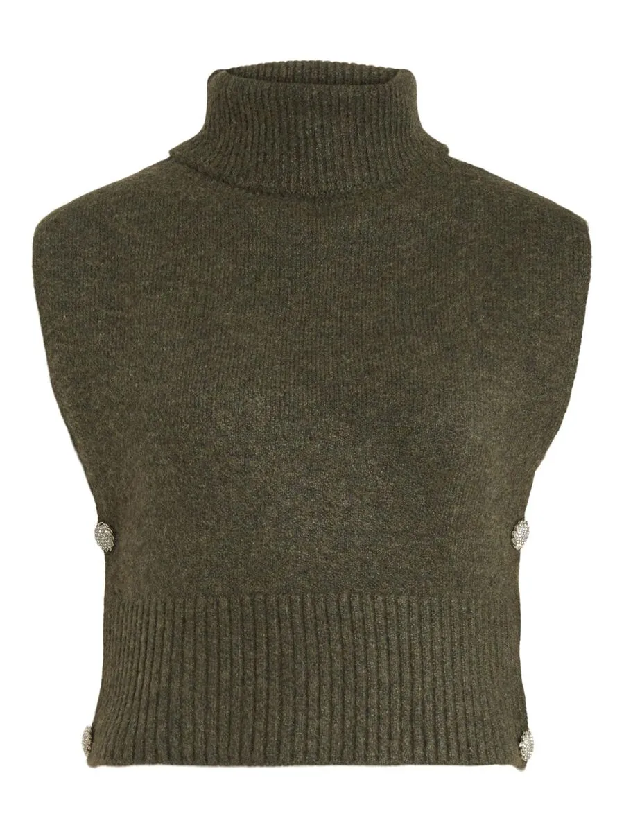 Lyra Knitted Sleeveless Top (Gothic Olive)