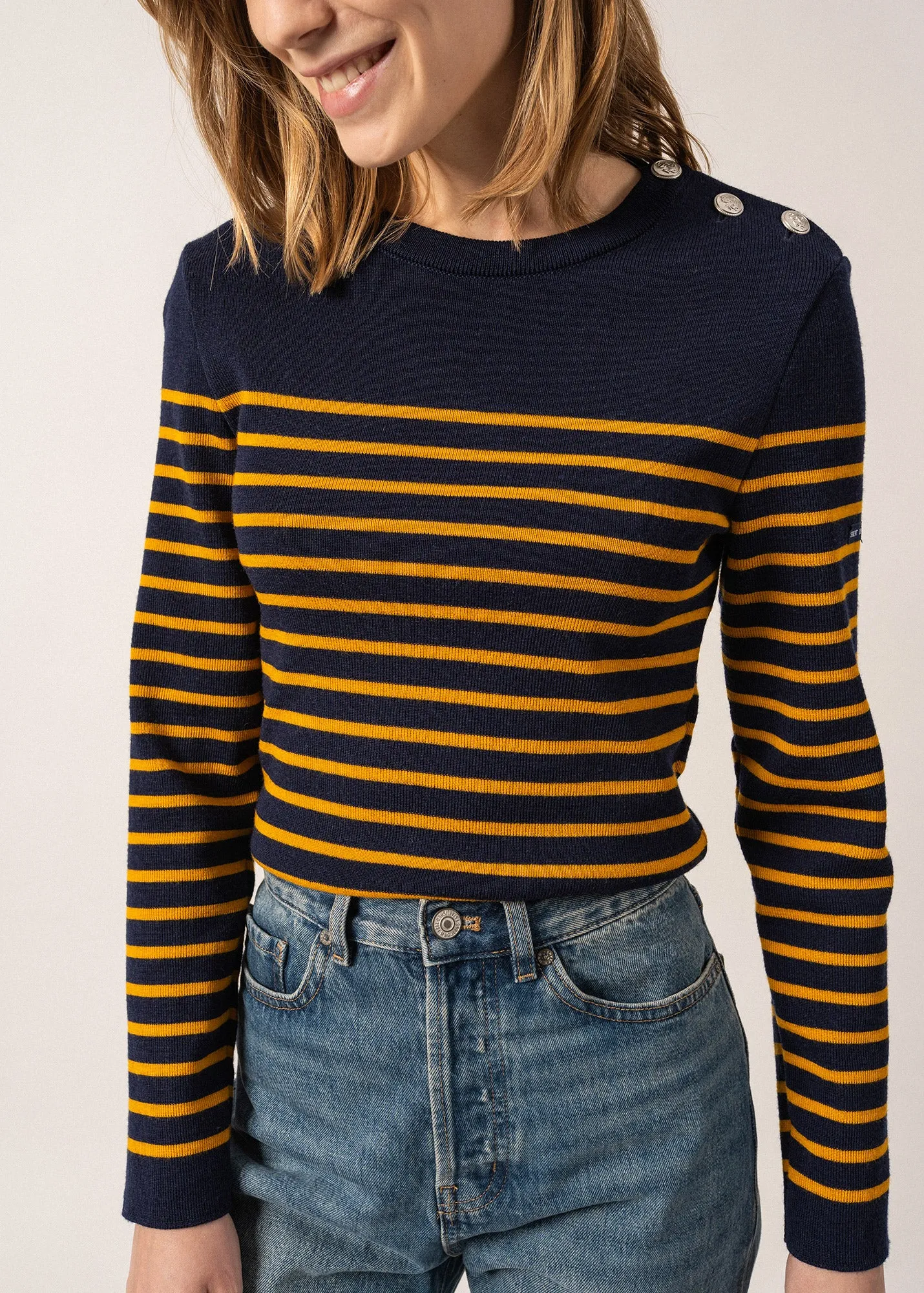 Marée authentic striped sailor jumper - slim fit, in wool (INSIGNE/AMBRE)