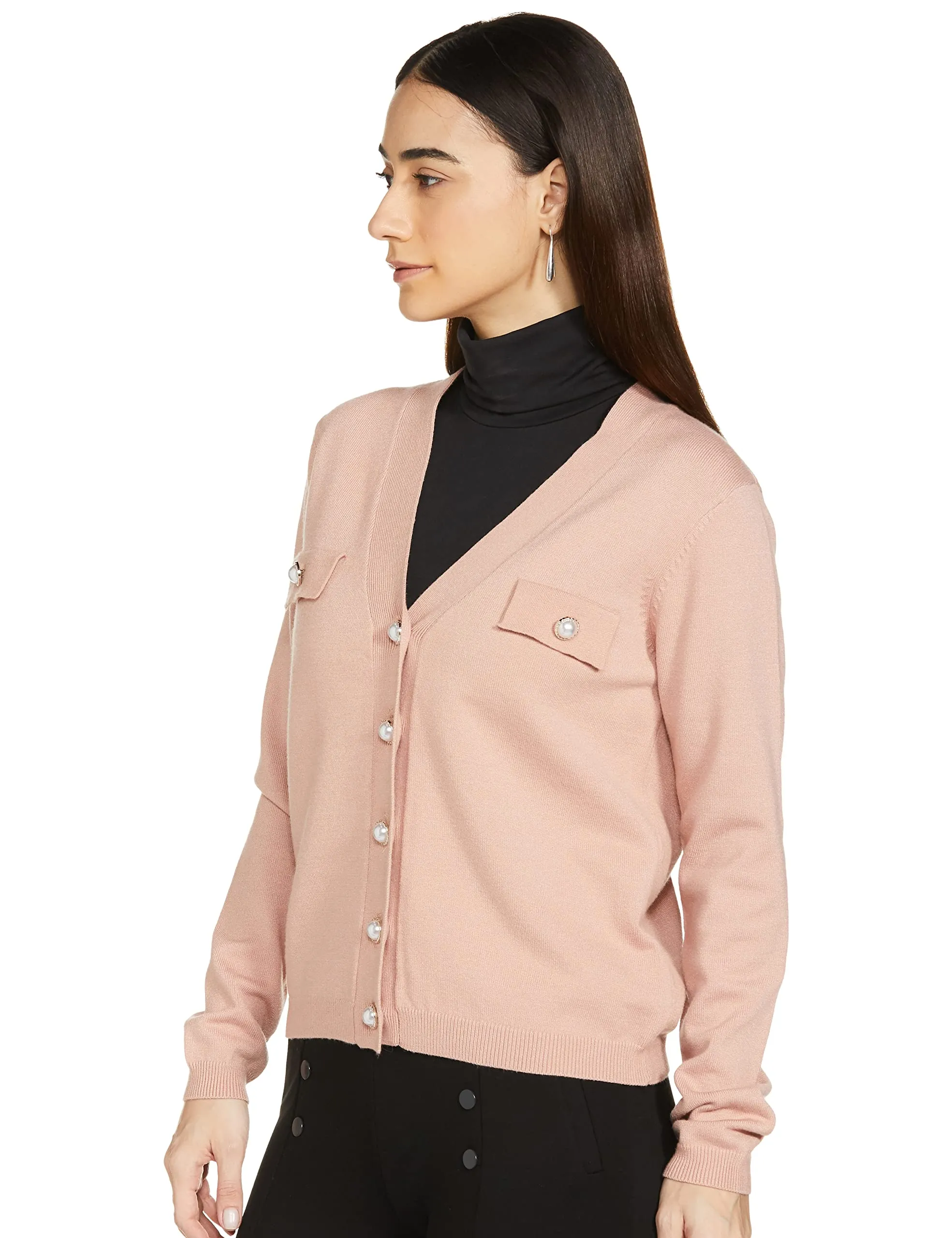 Max Women's Polyester Classic Sweater (Blush)