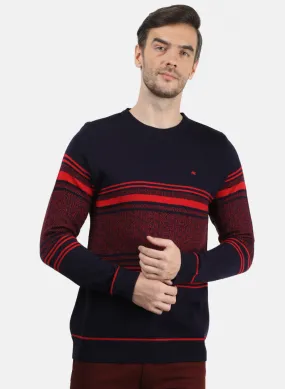 Men Blue & Red Solid Pullover