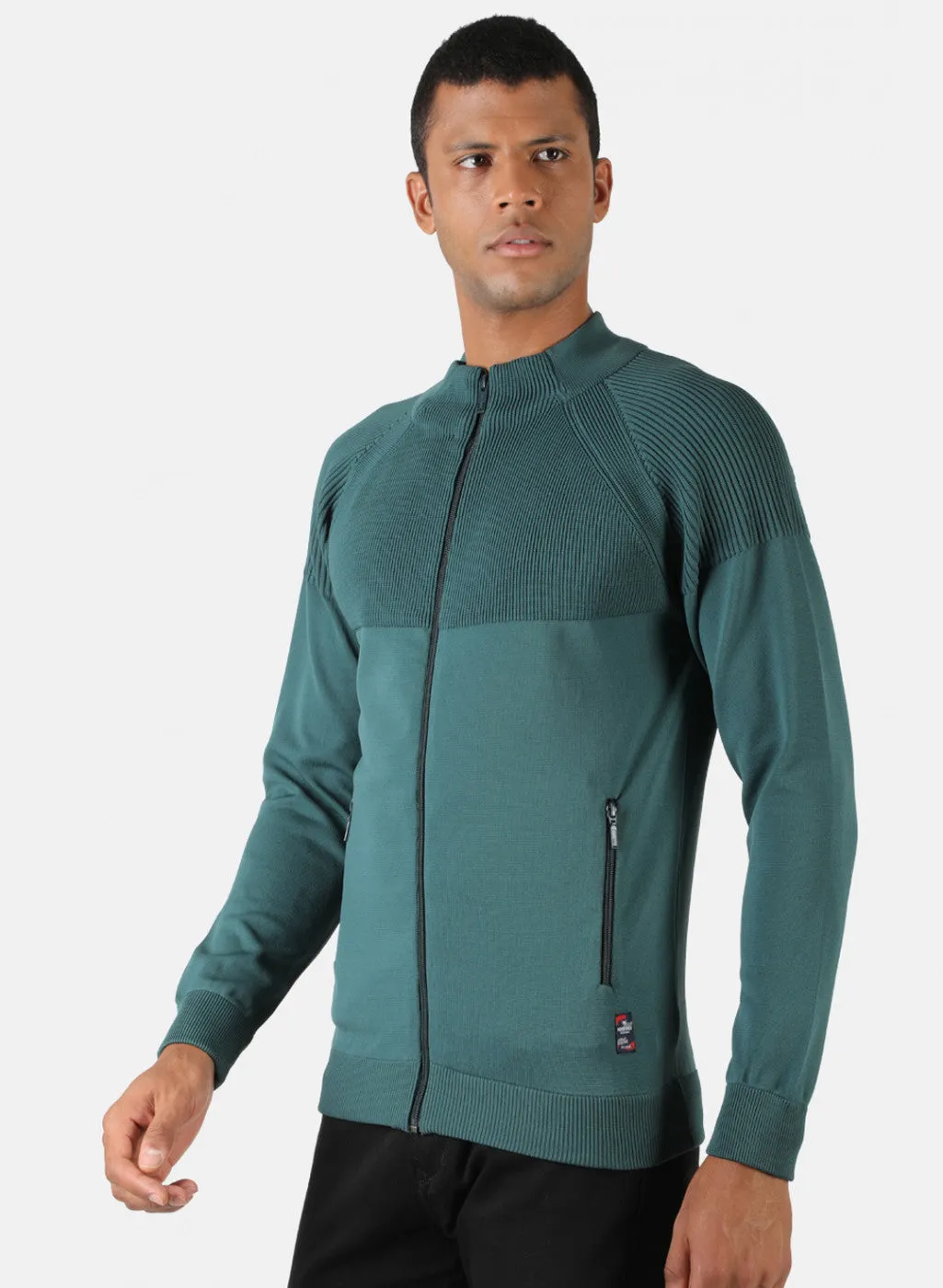 Men Sea Green Solid Pullover