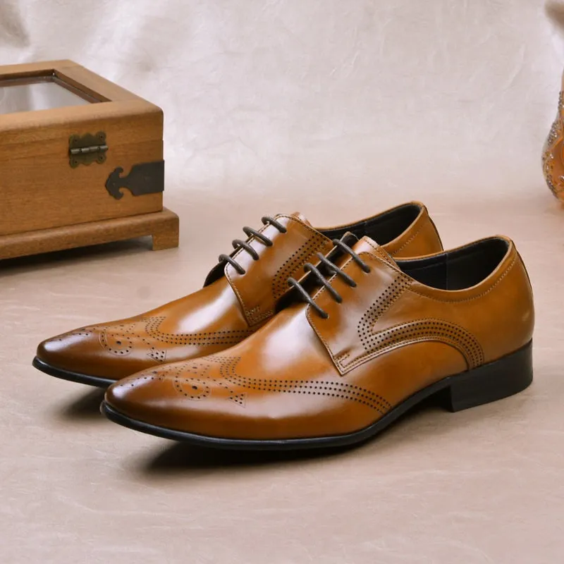 Men Wing Tip Lace Up Oxford Formal Shoes