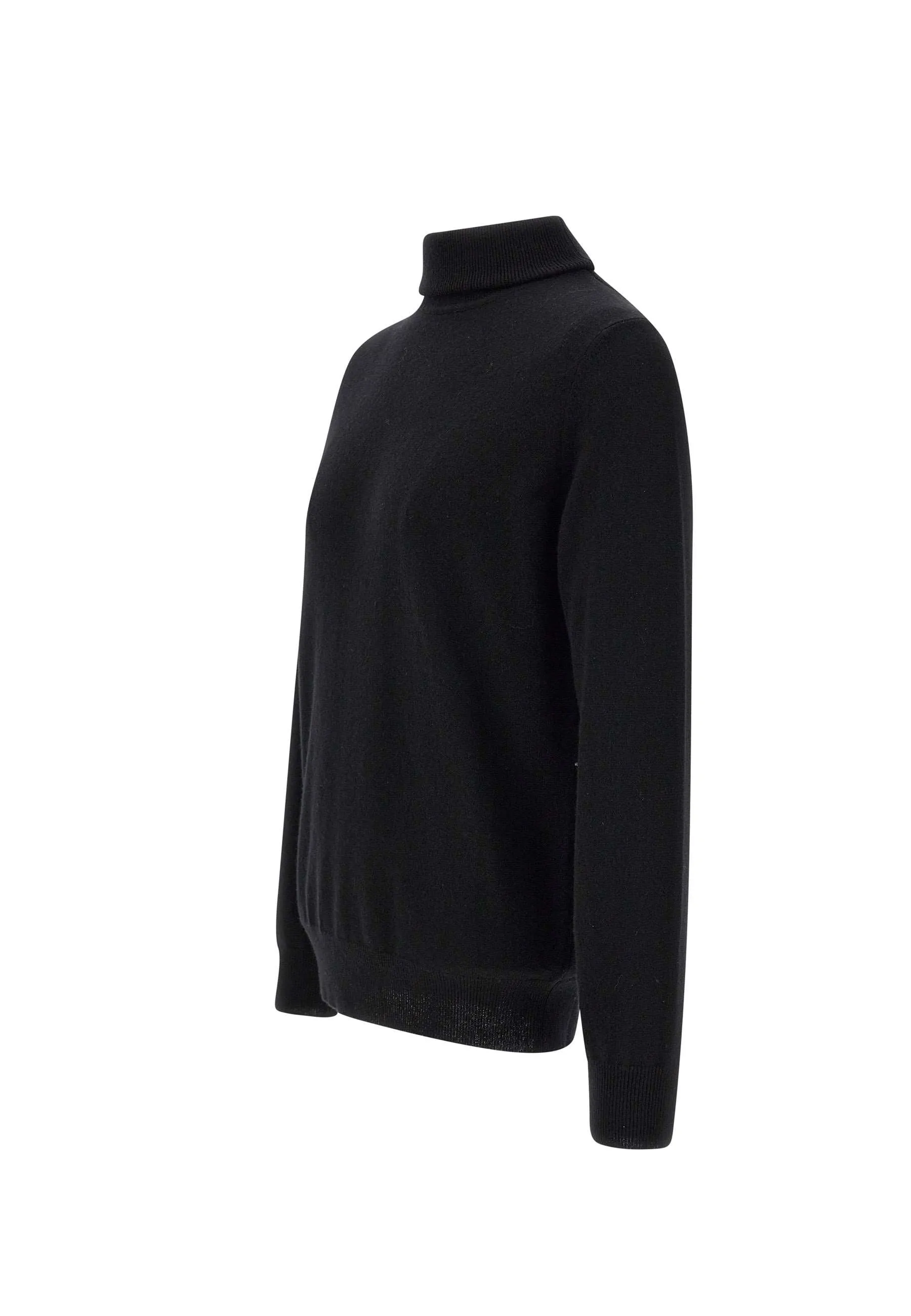 Men's Black Wool and Cashmere Turtleneck