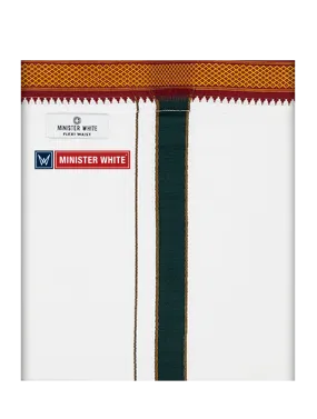 Mens Cotton White Colour Single Layered with Myilkhgan Border Flexi Dhoti - Agnimitra