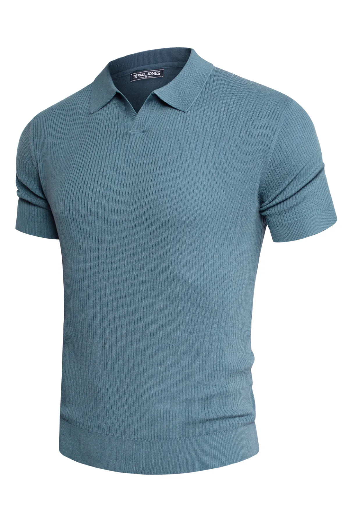 Men's Polo Shirt Ribbed Textured V Neck Knit Polo Shirts