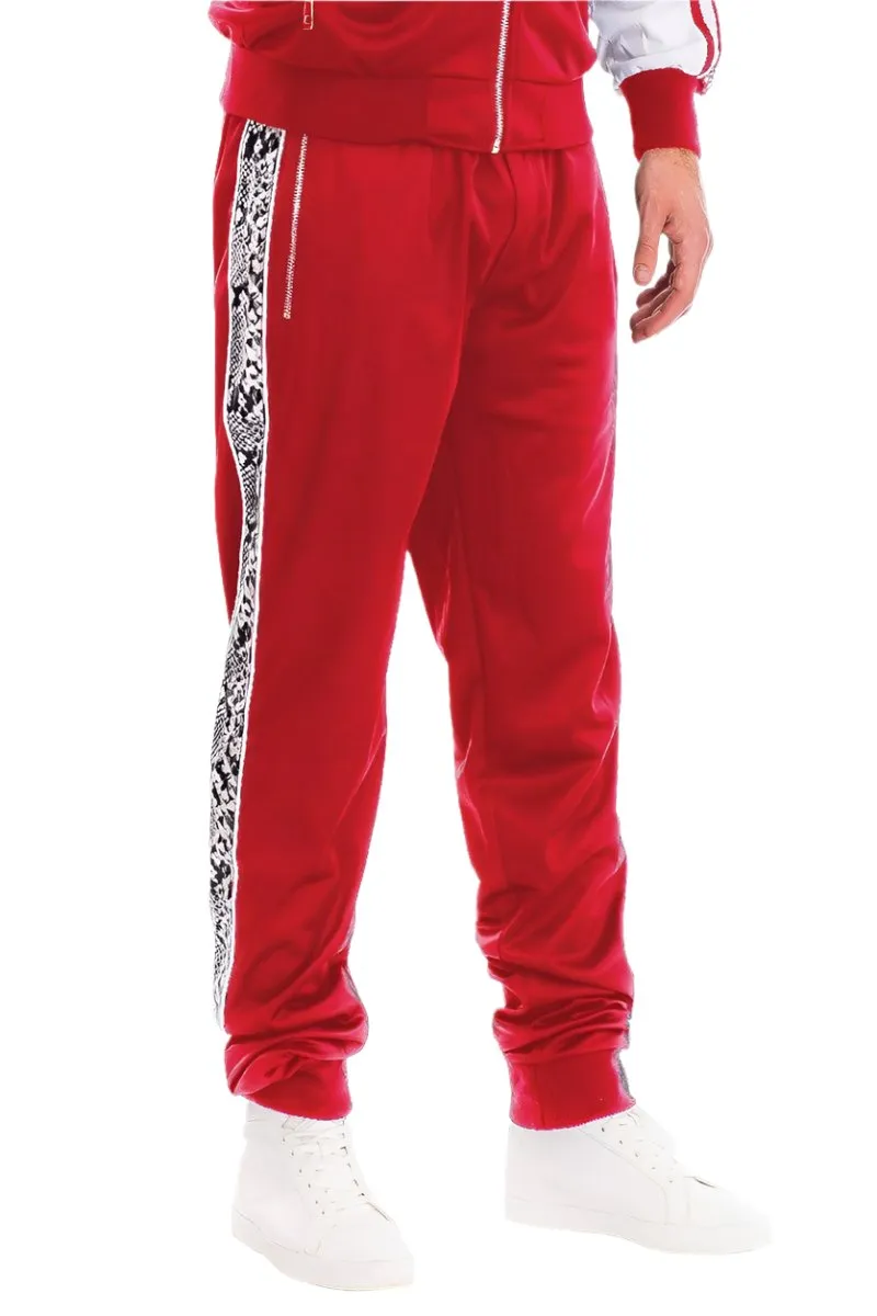 Mens Red Snake Side Tape Track Pants