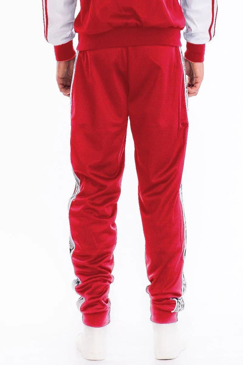 Mens Red Snake Side Tape Track Pants