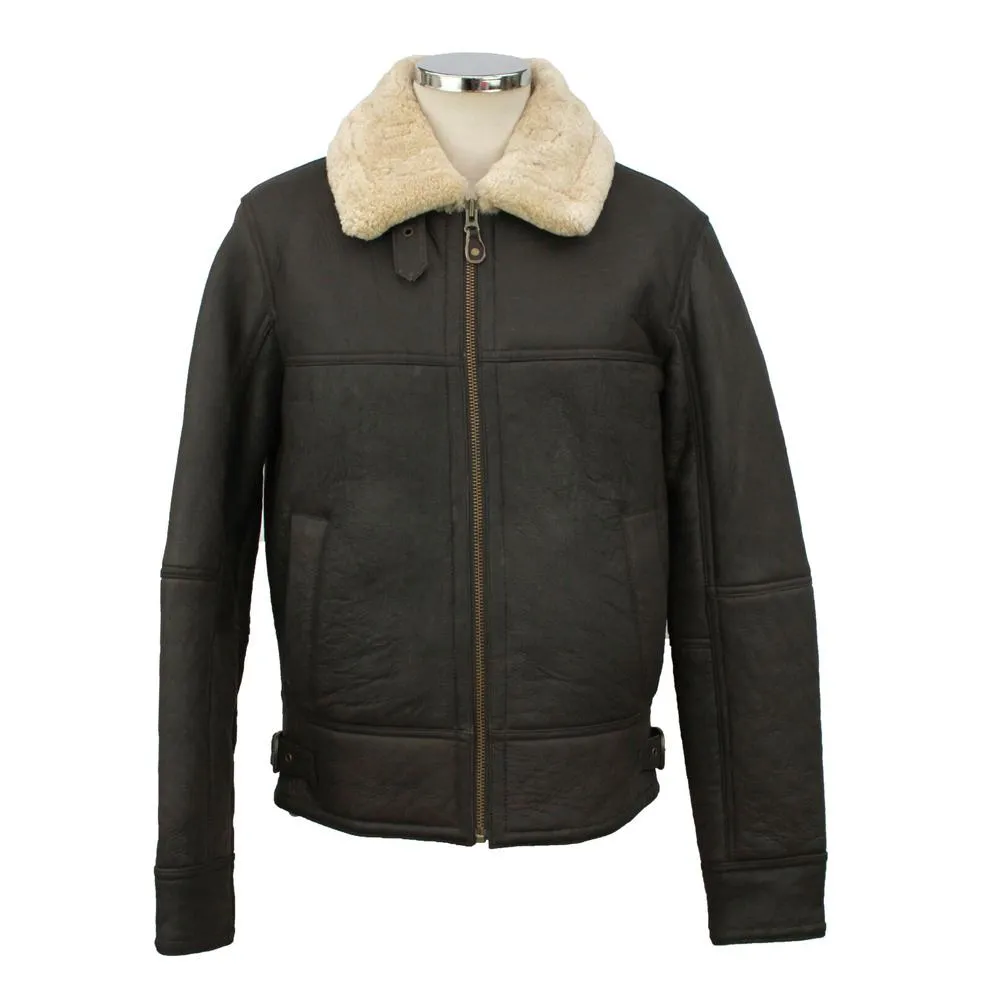 Men's Shaun Leather Sheepskin Jacket - Dark Brown Nappa