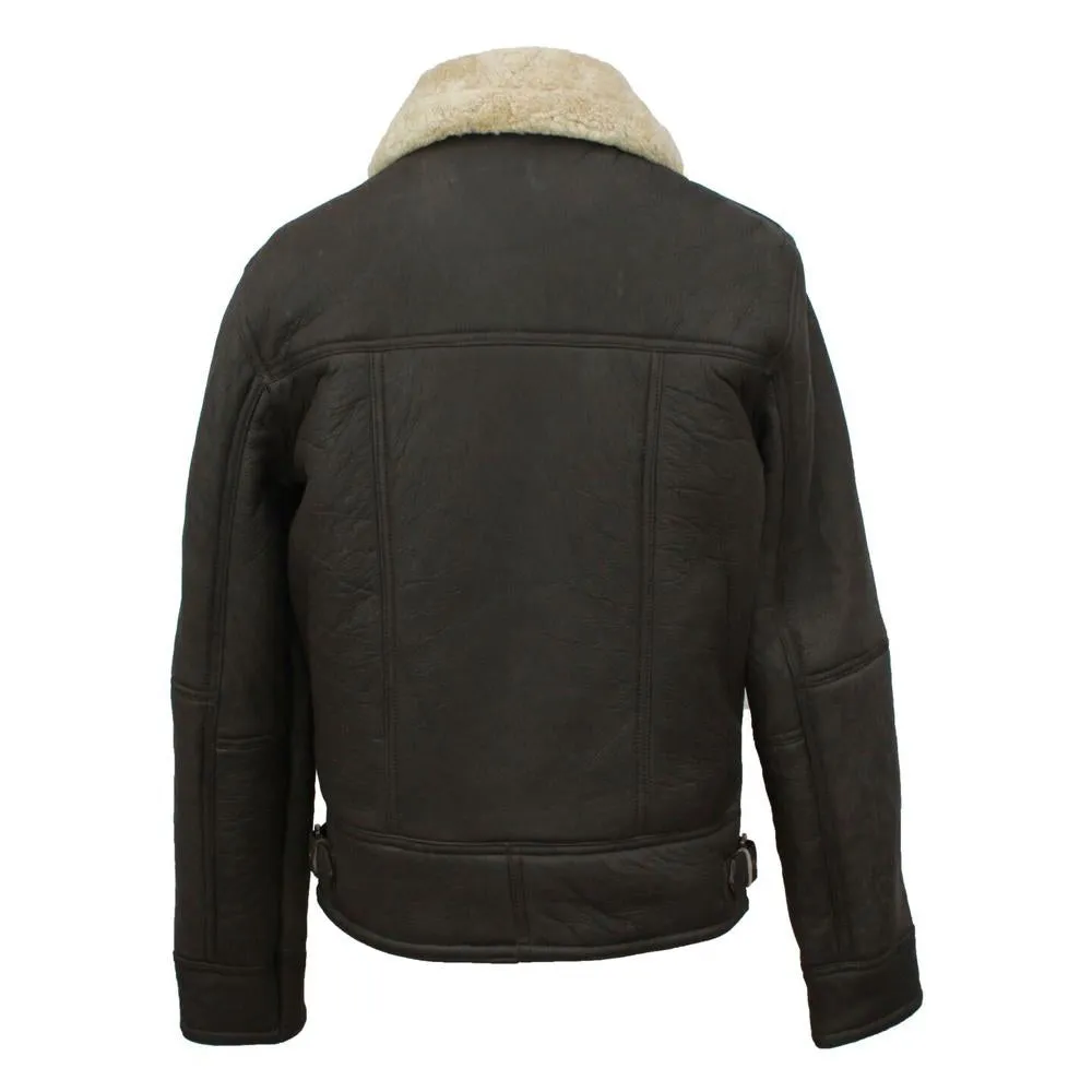 Men's Shaun Leather Sheepskin Jacket - Dark Brown Nappa