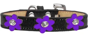 Metallic Flower Ice Cream Collar Black With Metallic Purple Flowers Size 14