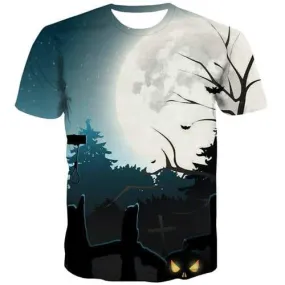 Moon T shirts Men Halloween T shirts Funny Bat Tshirt Printed Cosplay Tshirt Anime Funny T-shirts 3d Short Sleeve Hip hop