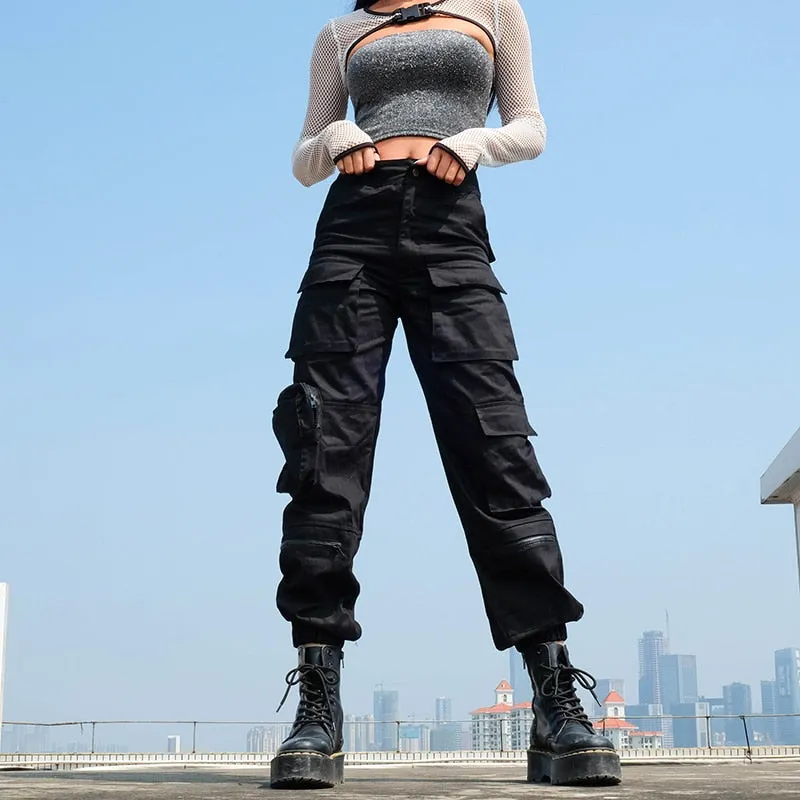 Multi-Pocket High Waist Cargo Pants