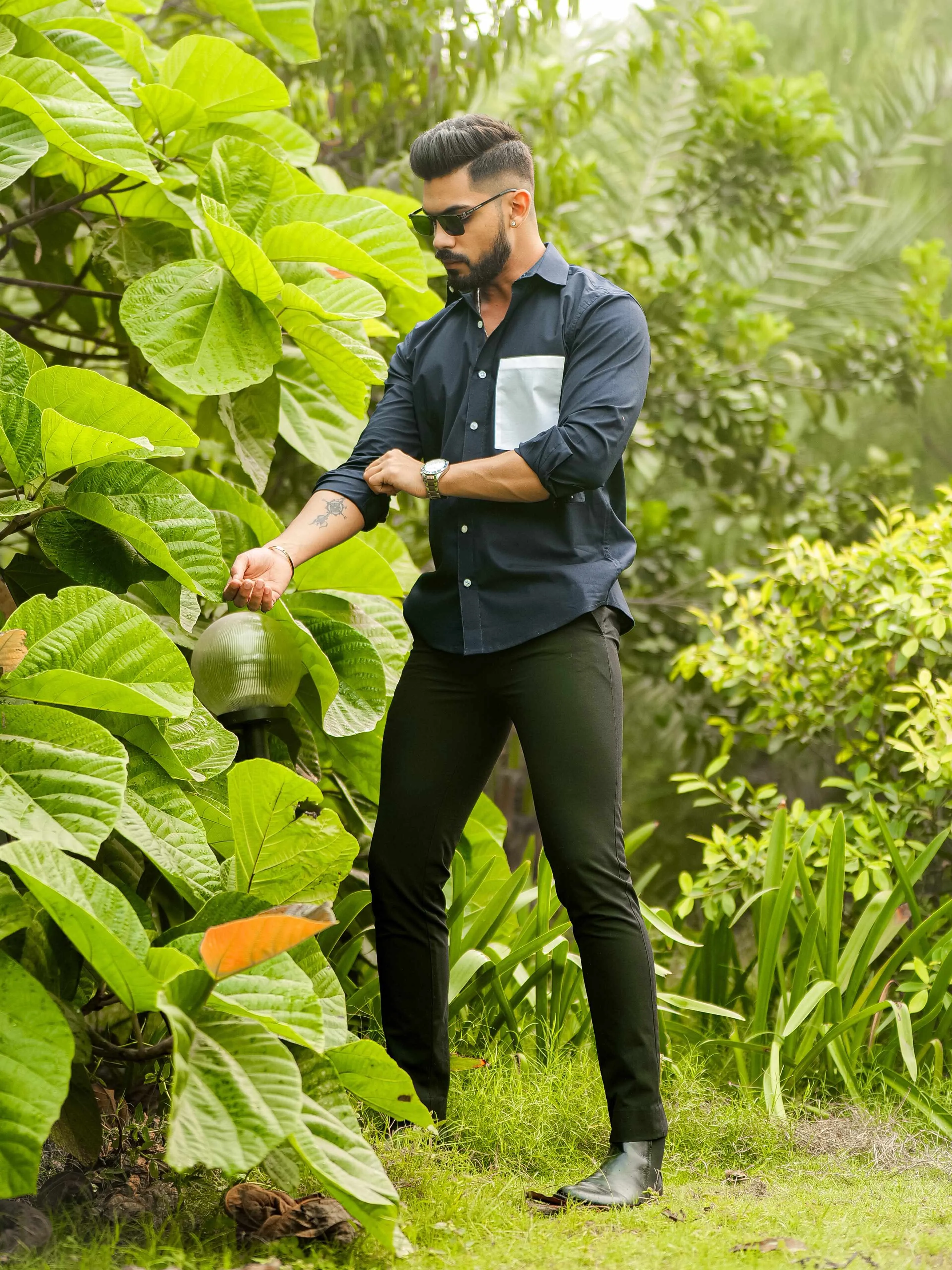 Navy Oxford Cotton Designer Shirt