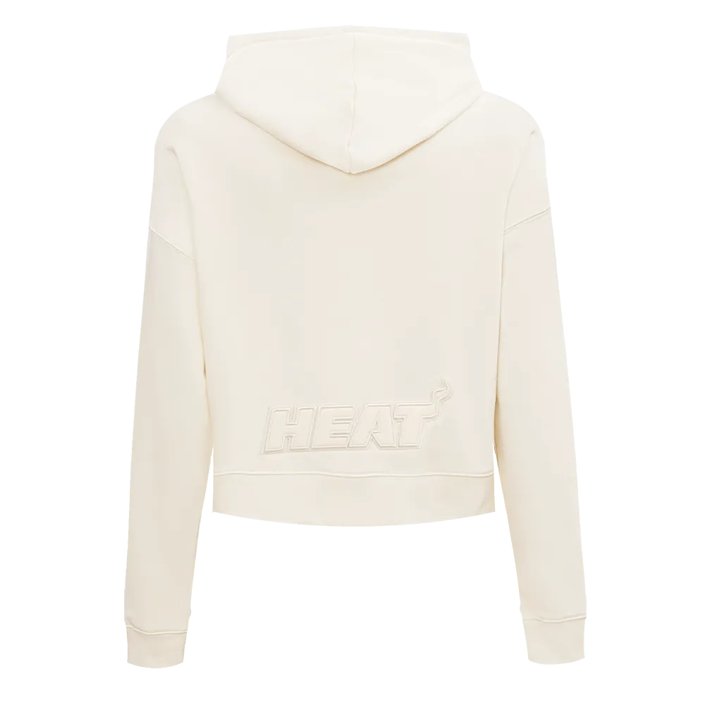 NBA MIAMI HEAT NEUTRAL WOMEN'S CROPPED PO HOODIE (EGGSHELL)