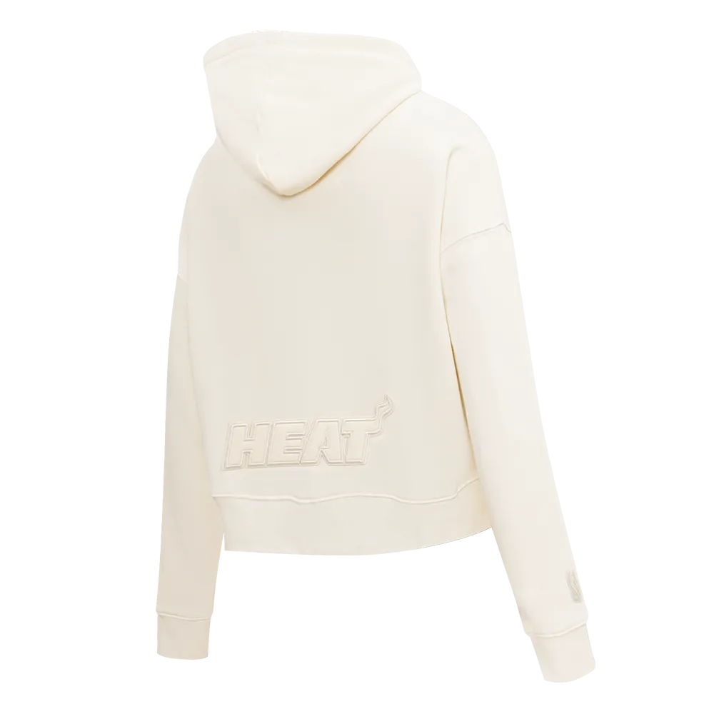 NBA MIAMI HEAT NEUTRAL WOMEN'S CROPPED PO HOODIE (EGGSHELL)