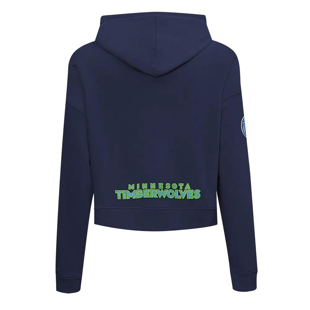 NBA MINNESOTA TIMBERWOLVES CLASSIC WOMEN'S FLC CROPPED PO HOODIE (MIDNIGHT NAVY)