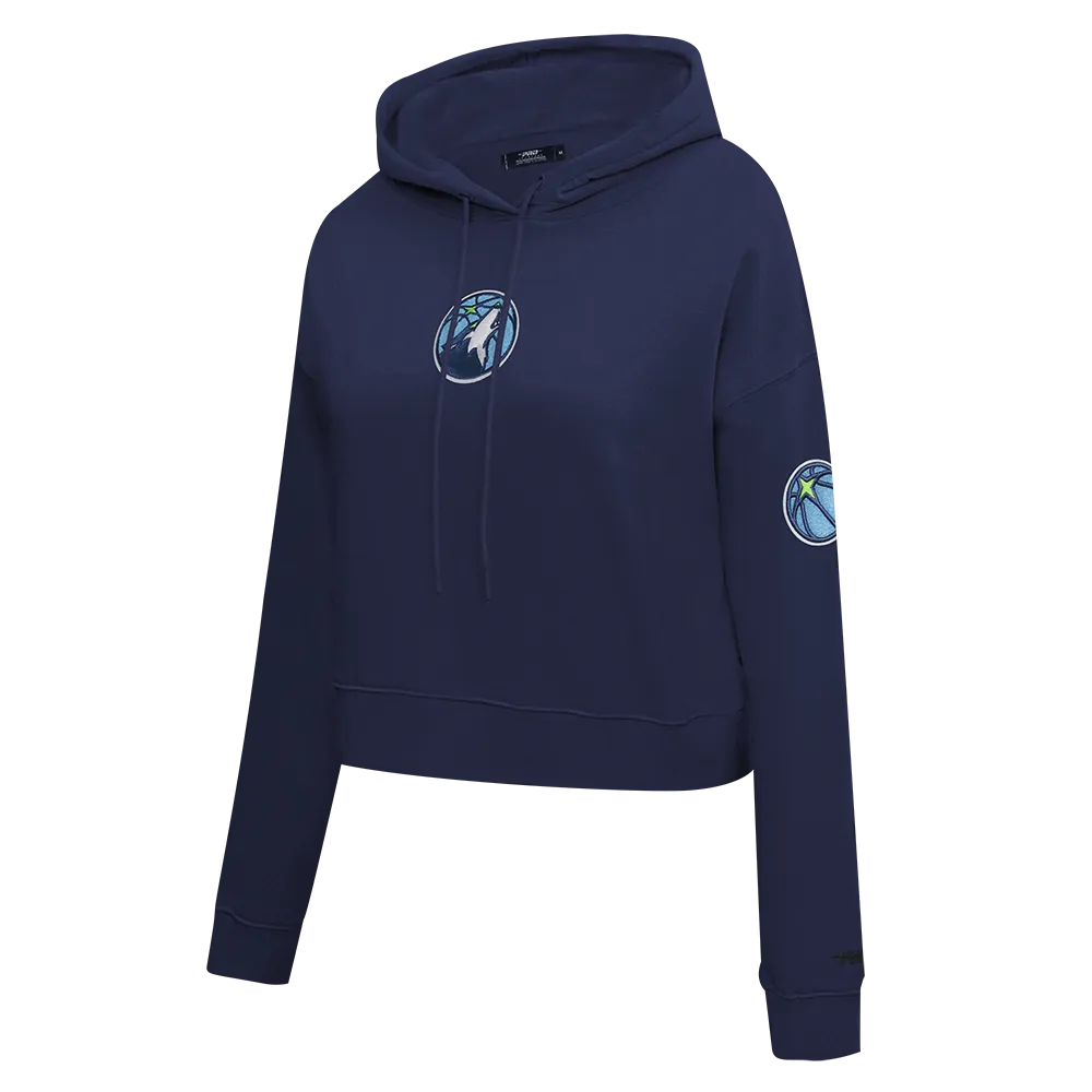 NBA MINNESOTA TIMBERWOLVES CLASSIC WOMEN'S FLC CROPPED PO HOODIE (MIDNIGHT NAVY)