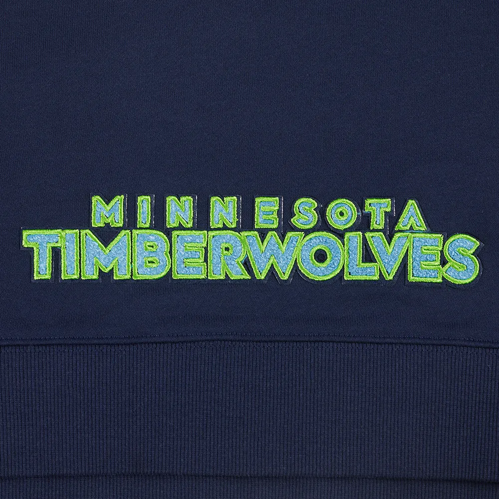 NBA MINNESOTA TIMBERWOLVES CLASSIC WOMEN'S FLC CROPPED PO HOODIE (MIDNIGHT NAVY)