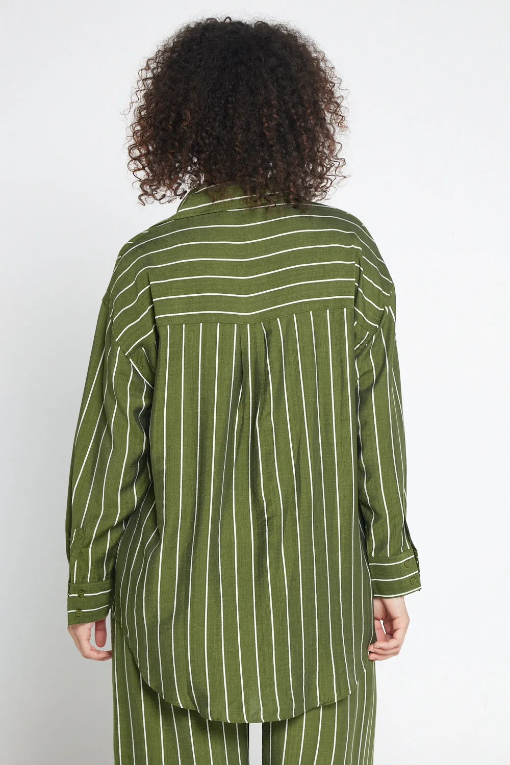 Neave Shirt - Green/White Stripe