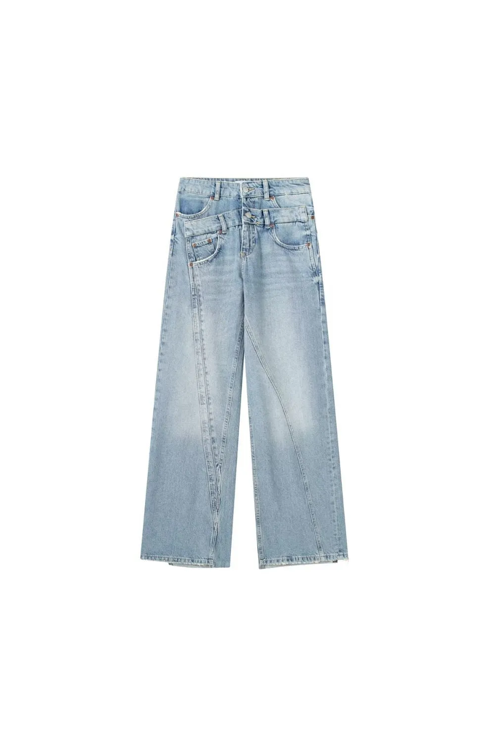 ‘Nora’ High-Low Double Waist Jeans