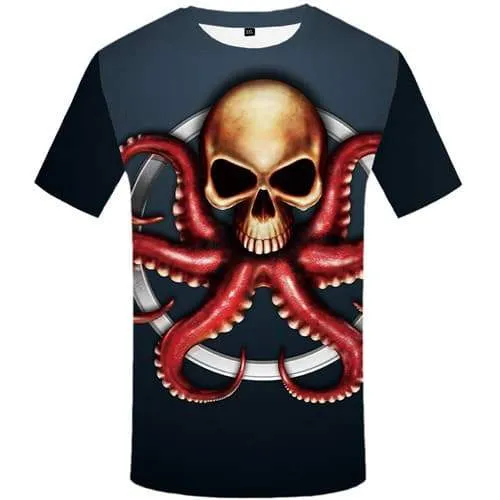 Octopus T-shirt Men Skull T-shirts Graphic Metal Tshirts Cool Animal Tshirts Casual Cosplay Tshirt Printed Short Sleeve summer