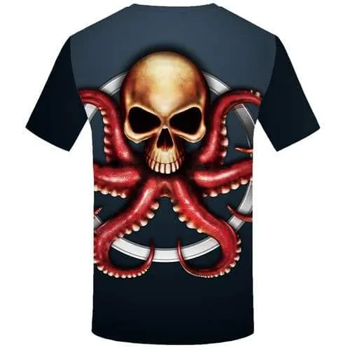 Octopus T-shirt Men Skull T-shirts Graphic Metal Tshirts Cool Animal Tshirts Casual Cosplay Tshirt Printed Short Sleeve summer