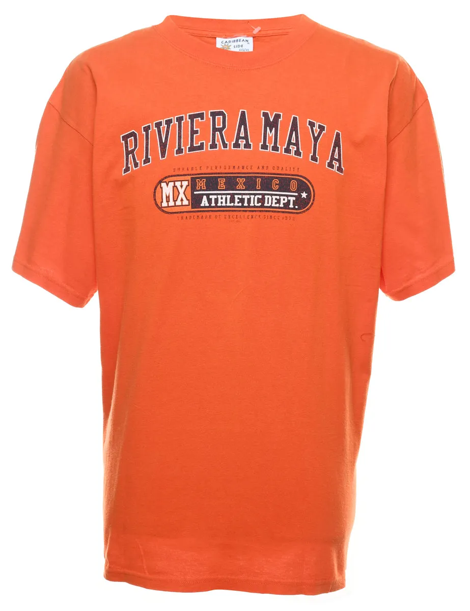 Orange Riviera Maya Orange Printed T-shirt - XL