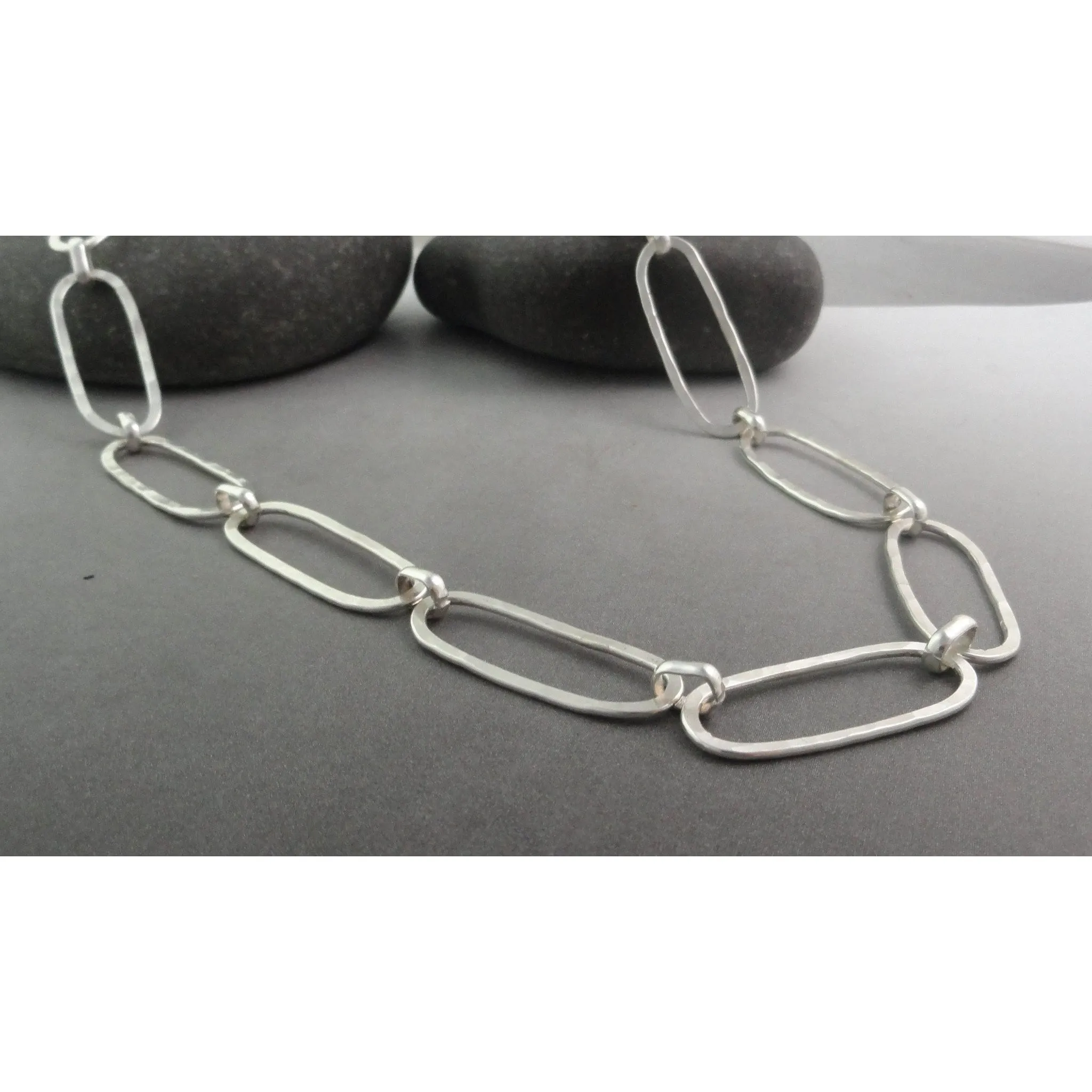 Oval Textured Sterling Silver Necklace