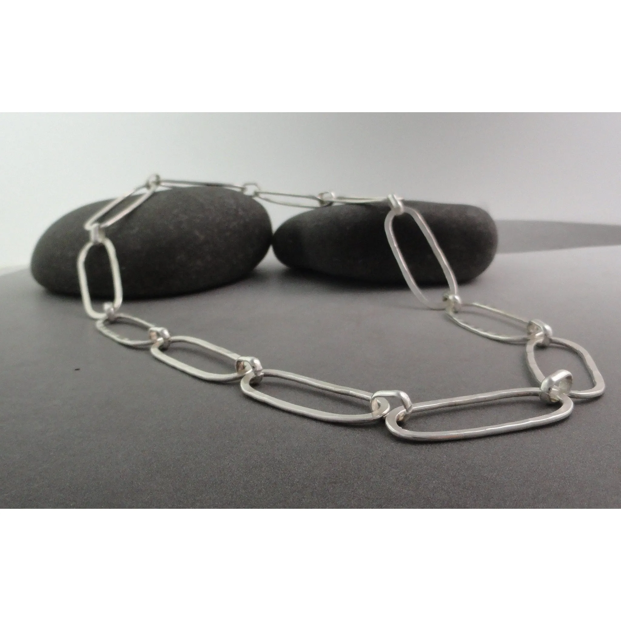 Oval Textured Sterling Silver Necklace