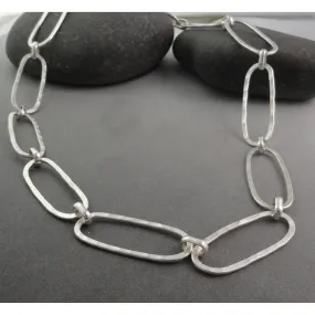 Oval Textured Sterling Silver Necklace