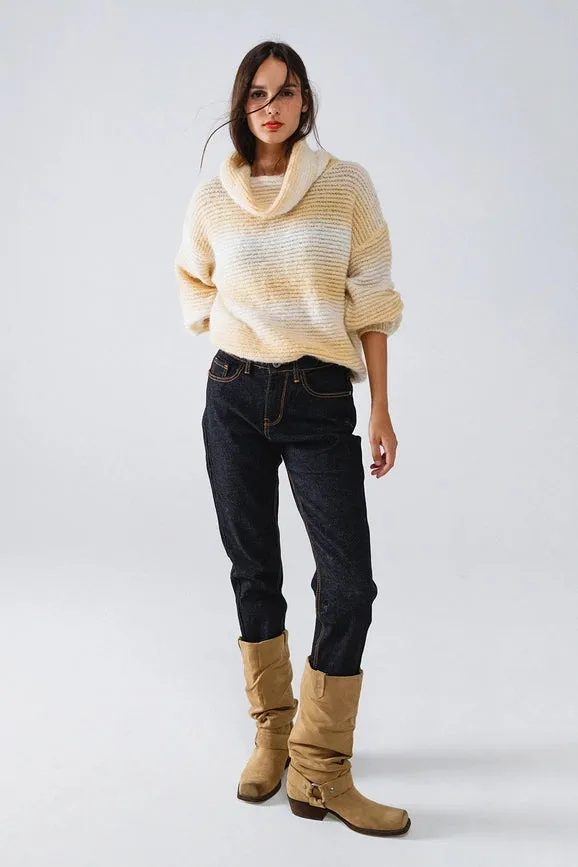 Oversized Turtleneck Comfy Sweater in Warm Neutral Tones